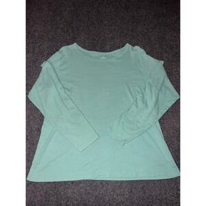 St. John's Bay Womens XL Mint Green Long Sleeve Cotton Crew Neck T-Shirt